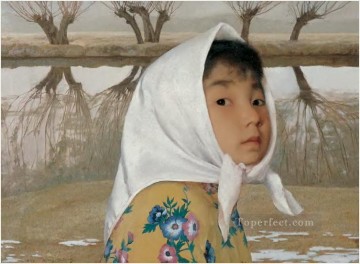 中国 Painting - 春のつぼみ WYD 中国の女の子